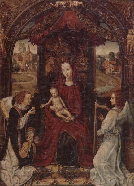 unknow artist The madonna and child enthroned,attended by angels playing musical instruments Norge oil painting art
